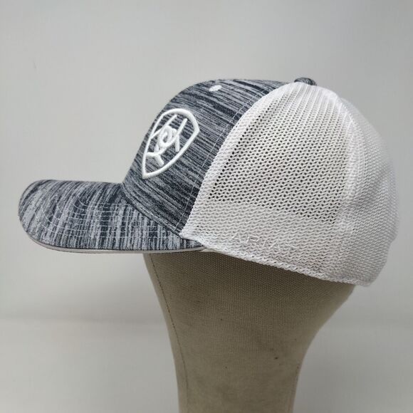 Ariat Men's Snapback Mesh Back Hat Gray White Breast Cancer Awareness Logo - Picture 5 of 14
